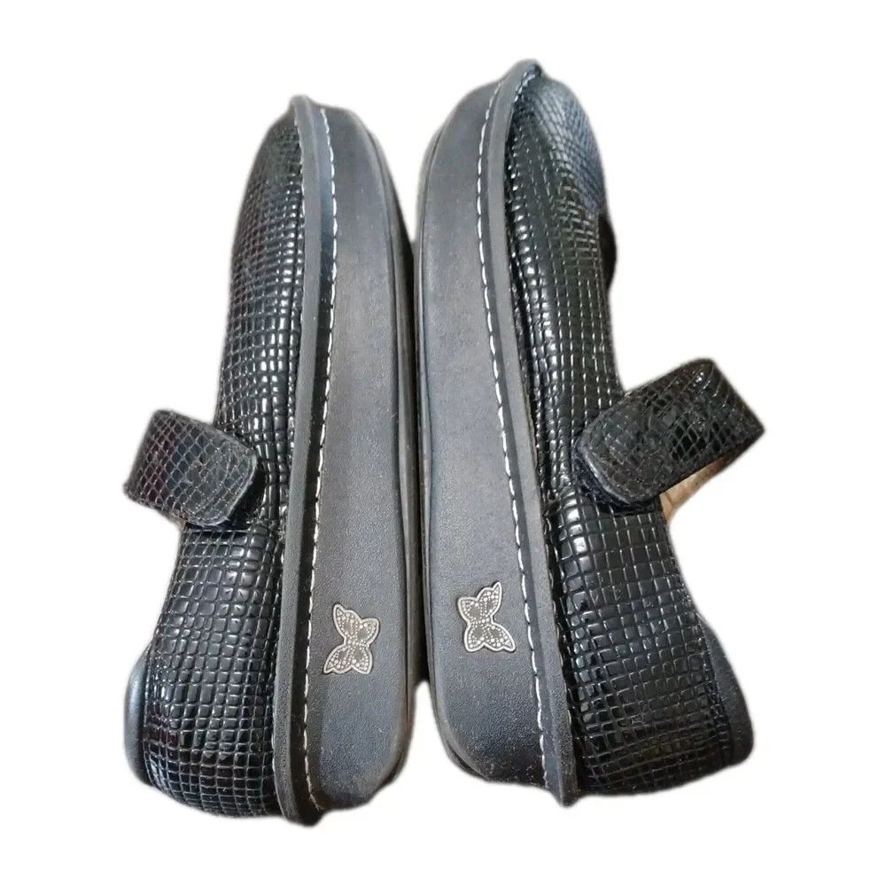 Alegria Women's Paloma Jazzy Black Textured Leather Shoes Sz 41 EU 10.5 US